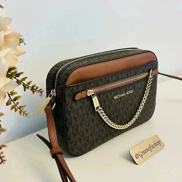 Michael kors purse Jet Set Large East/West Zip Chain crossbody bag brown - Picture 3 of 10